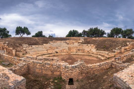 Amphitheater at the ancient city of Aptera, Chania, Crete, Greece